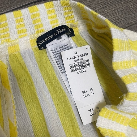 Abercrombie & Fitch Wide Leg Beach Pants Yellow White Stripe Split Leg Sz XS NWT - Picture 6 of 9